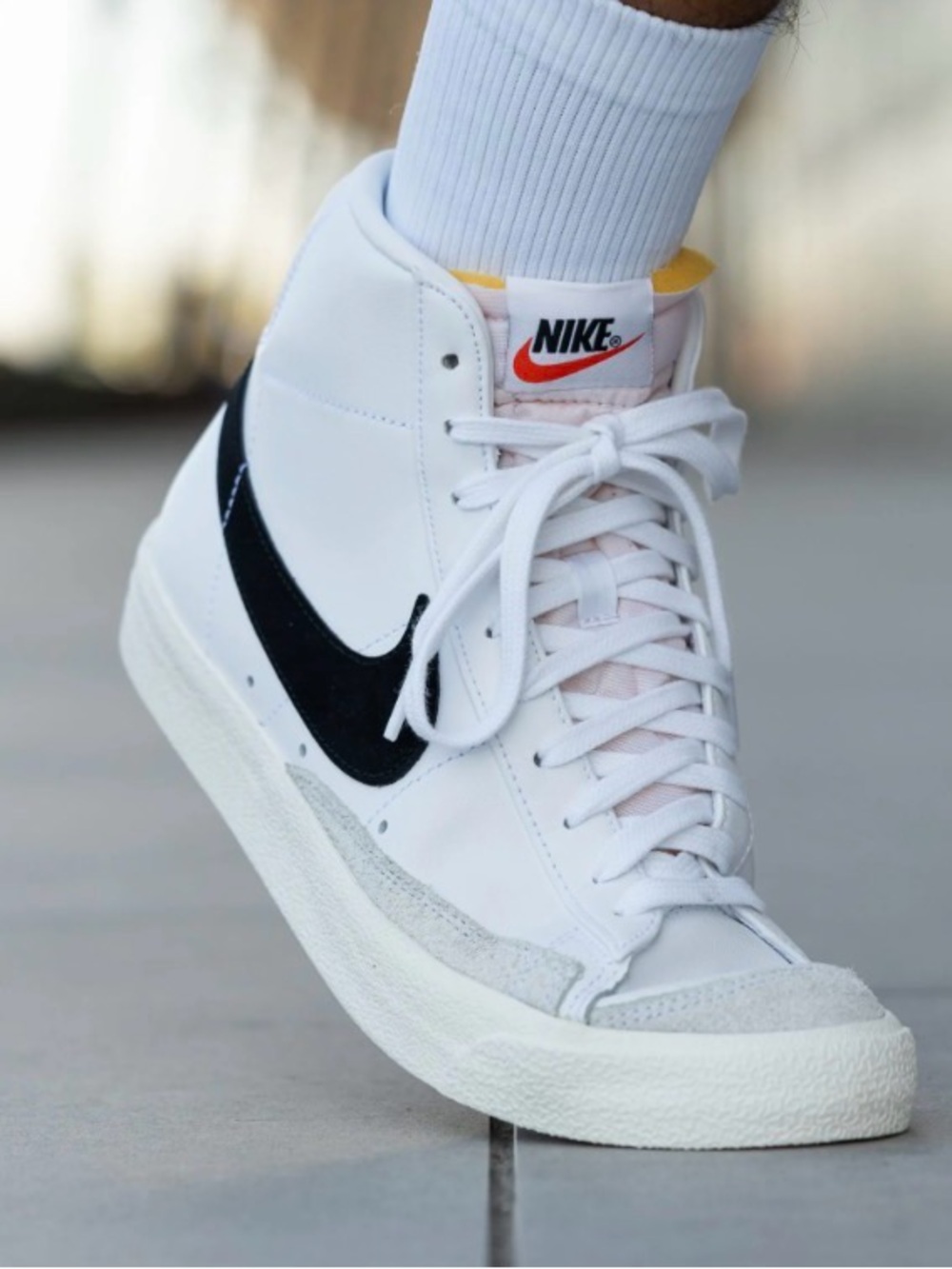 Nike Blazer Mid 77 White Sneakers with Black Swoosh